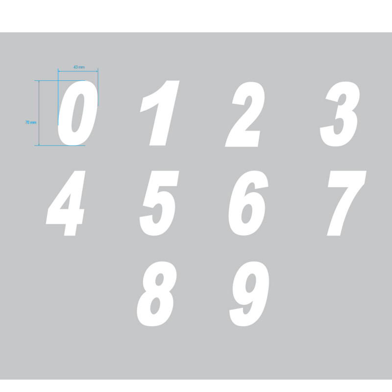 Numéros découpés 70mm (vendu par 10 pièces)