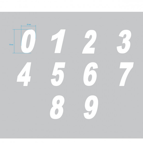 Numéros découpés 70mm (vendu par 10 pièces)