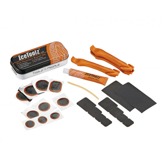 IceToolz tire puncture repair kit. Tin Box.