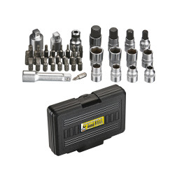 41 pieces socket and bit set. Box.