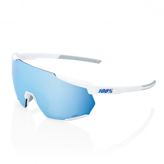 RACETRAP 3.0 - Matte White - HiPER Blue Multilayer Mirror Lens